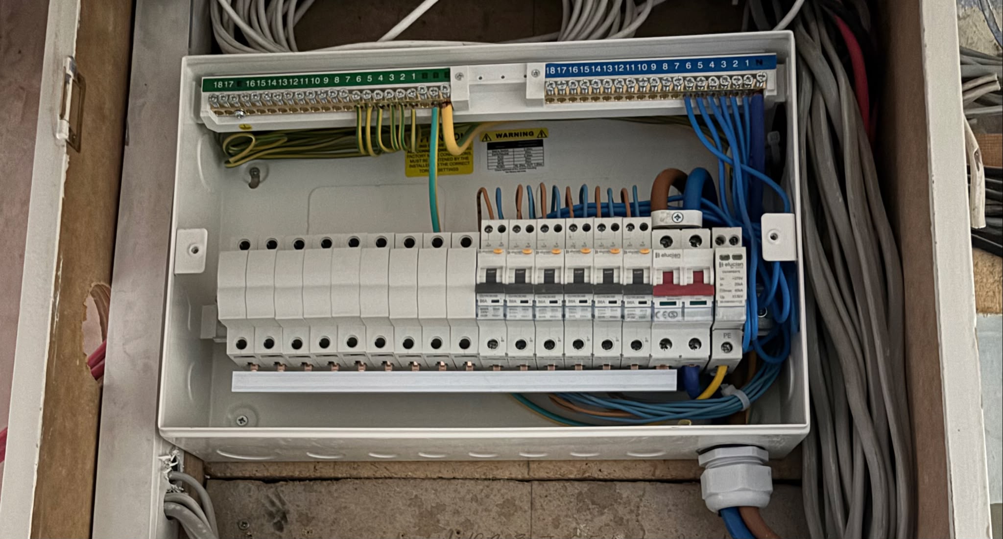 New consumer unit, wired and labelled