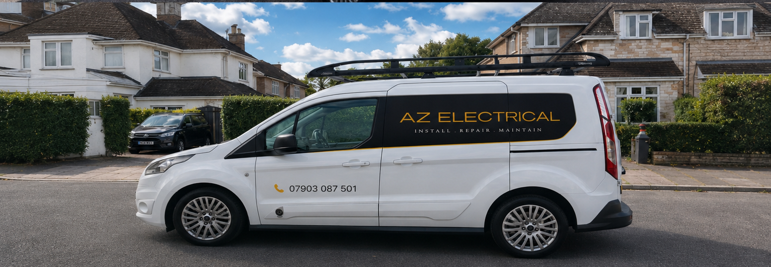 AZ Electrical van, signwritten with the phone number 07903 087501